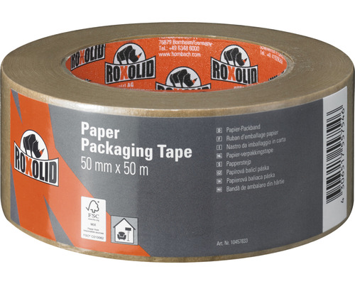 Bandă de ambalare din hârtie ROXOLID Paper Packaging Tape maro 50 mm x 50 m