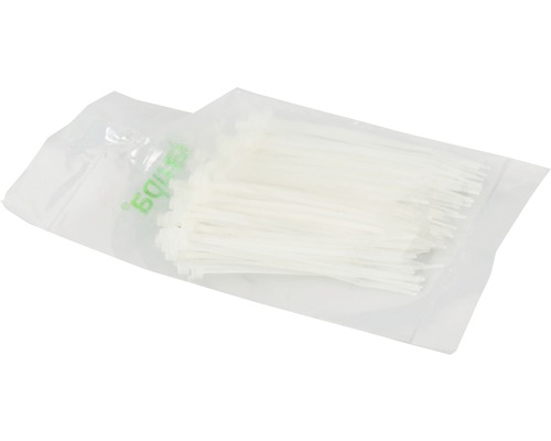 Colier plastic/șoricei prindere Haupa 2,5x100 mm, pachet 100 bucăți, transparent Pachet de legături de cablu albe