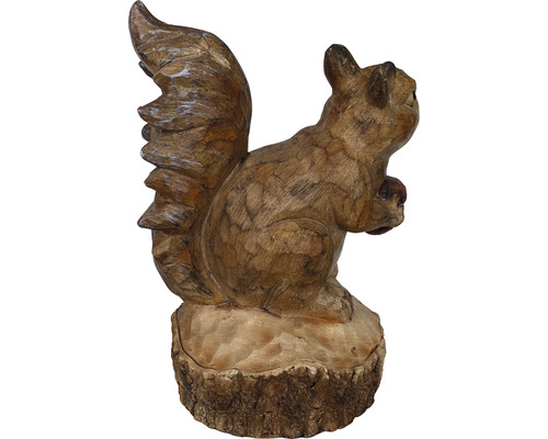 Figurină decorativă de veveriță din lemn cu nucă