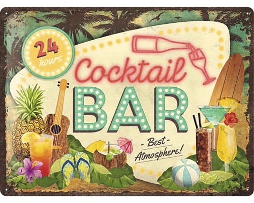 Tablou metalic decorativ Cocktail Bar 30x40 cm