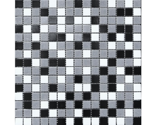 Mozaic sticlă mix alb gri negru 30,5x32,5 cm