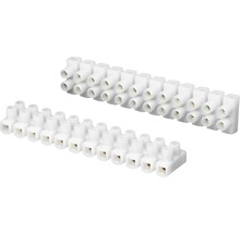 Două benzi de cleme albe pentru conexiuni electrice ale firelor
