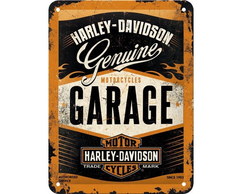 Tablou metalic decorativ Harley-Davidson Garage 15x20 cm