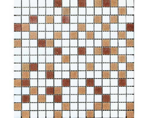 Mozaic sticlă mix alb maro 30,5x32,5 cm