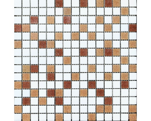Mozaic sticlă HBR003 mix alb maro 30,5x32,5 cm 10 buc/pac Mozaic cu piese pătrate în diferite nuanțe