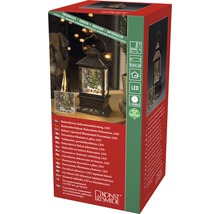 Ambalaj decorativ cu LED, alimentat cu baterii, în formă de felinar cu efect de glob de zăpadă