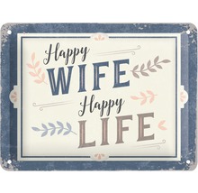 Tablou metalic decorativ Happy Wife 15x20 cm-thumb-0