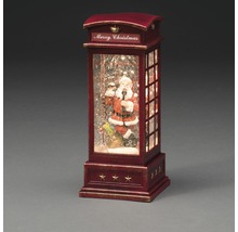 Glob decorativ cu zăpadă în formă de cabină telefonică cu motiv Moș Crăciun