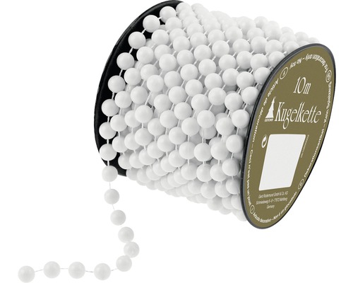 Decorațiune mărgele din plastic 1000 cm alb Șirag decorativ de mărgele, lungime 10 metri