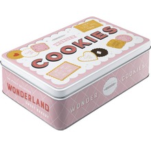 Cutie pentru biscuiți din metal cu inscripția Wonder Cookies