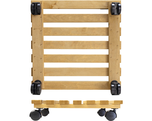 Suport de plante din lemn cu roți