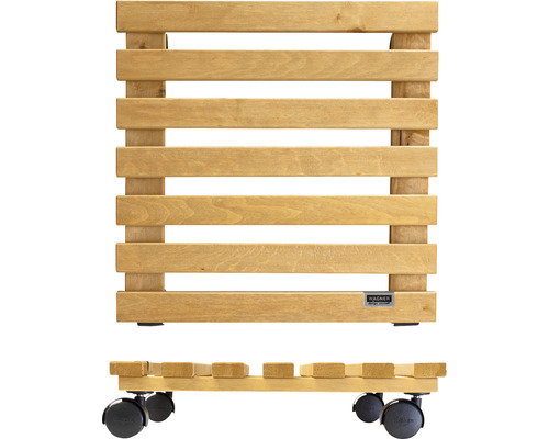 Suport pentru plante din lemn cu role