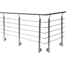 Balustradă din oțel inoxidabil cu bare orizontale și picioare de fixare