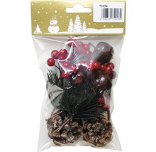 Decorațiune în pungă cu conuri de brad, fructe de pădure și crenguțe