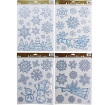 Autocolante pentru geamuri cu fulgi de zăpadă, Moș Crăciun cu reni, oameni de zăpadă și îngeri