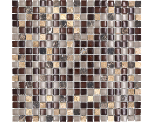 Mozaic sticlă-piatră naturală XCM M870 maro 30,5x32,2 cm