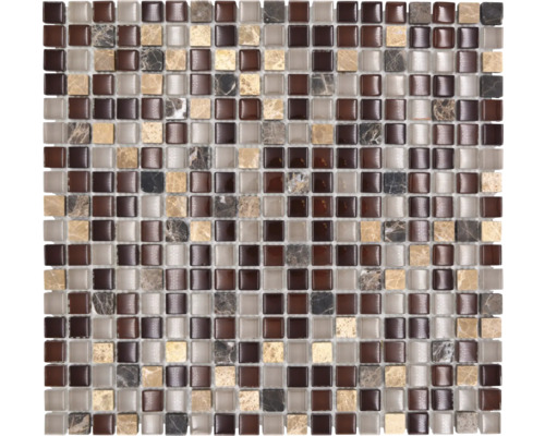 Mozaic sticlă-piatră naturală XCM M870 maro 30,5x32,2 cm Mozaic din sticlă și piatră naturală