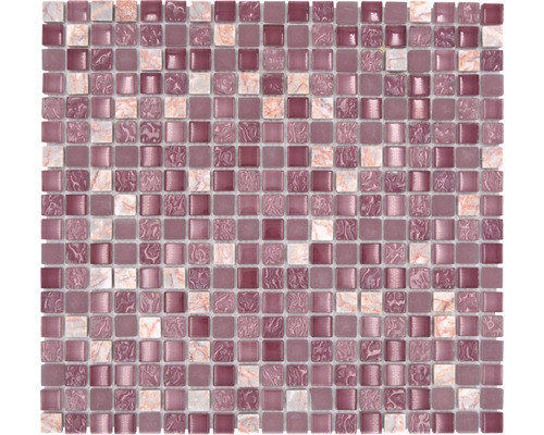 Mozaic sticlă-piatră naturală XCM M940 roz 30,5x32,2 cm