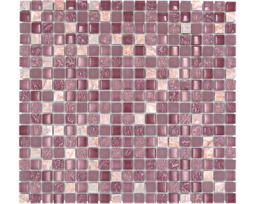 Mozaic sticlă-piatră naturală XCM M940 roz 30,5x32,2 cm Placă de mozaic pătrată din sticlă și marmură
