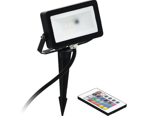 Proiector LED exterior RGBW Eglo Faedo 10W 900 lumeni IP44, incl. telecomandă Reflector de grădină cu țăruș de împământare și telecomandă