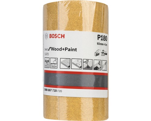 Rolă hârtie abrazivă Bosch Wood + Paint 93mm x 5m, granulație 180