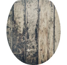 Capac WC cu model form & style Old Wood MDF închidere lentă maro 46,2x36,5 cm-thumb-0