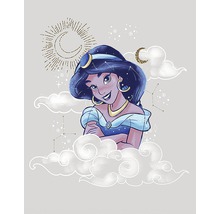 Ilustrație cu prințesa Jasmine în nori cu luna și constelații