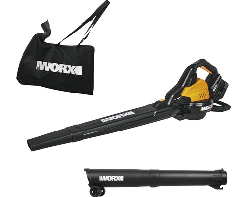 Aspirator/suflantă de frunze cu acumulator Worx cu sac de colectare și accesorii