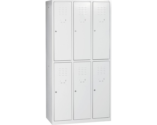 Vestiar metalic cu 6 cușete 890x450x1800 mm, cu poliță în fiecare cușetă