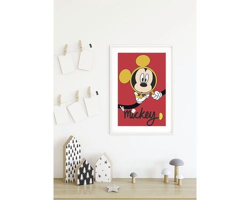 Poster înrămat Mickey Mouse cu fundal roșu