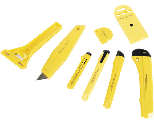 Colecție de cuțite de scule galbene pentru diverse aplicații