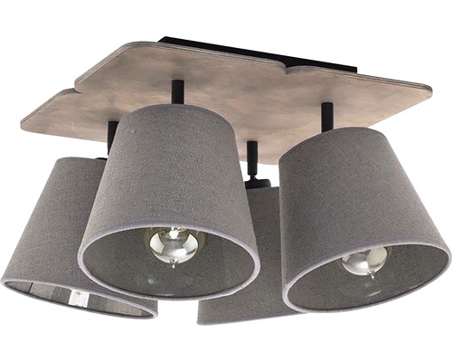 Lumină de plafon cu patru abajururi gri