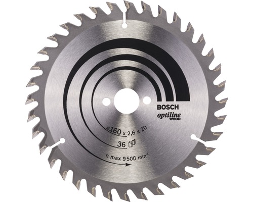 Disc fierăstrău circular Bosch Zubehör Optiline Wood Ø160x2,6x20 mm 36 dinți Disc de ferăstrău circular cu diametrul de 160 milimetri pentru lemn