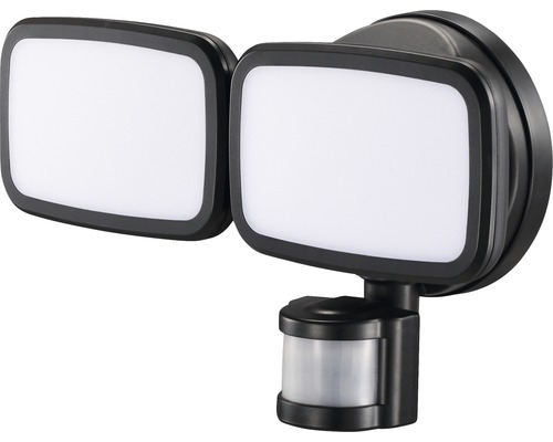 Aplică LED exterior Siena 2x10W 1900 lumeni, senzor de mișcare, IP65, negru Reflector LED de exterior cu senzor de mișcare