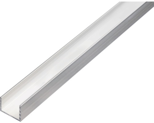 Profil aluminiu tip U Alberts 10x8x10x1 mm, lungime 1m, argintiu
