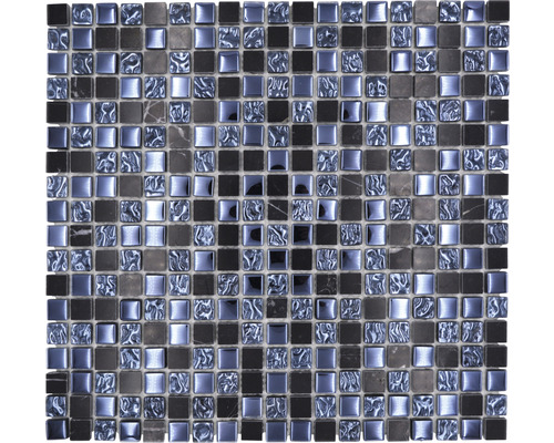 Mozaic sticlă-piatră naturală XCM M860 negru 30,5x32,5 cm