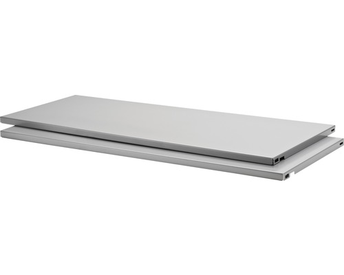 Polițe metalice raft Dolle Steelboards 800x300 mm, argintii, pachet 2 bucăți Două rafturi metalice