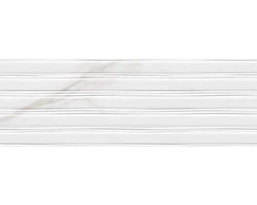 Faianță albă cu caneluri orizontale și aspect de marmură