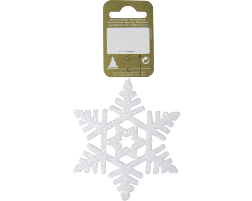 Decorațiune steluță cu agățătoare plastic H 10 cm alb Decorațiune fulg de nea de agățat