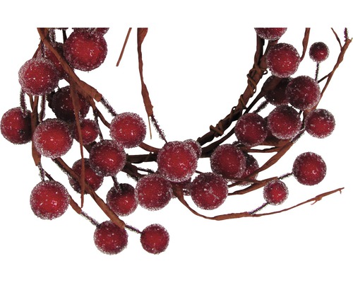 Coroană decorativă cu fructe de pădure roșii pentru decorațiuni festive