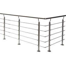 Balustradă din oțel inoxidabil cu cabluri orizontale și stâlpi de sprijin