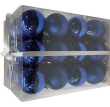 Pachet de globuri albastre de Crăciun în cutie transparentă