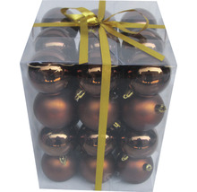 Set de globuri de Crăciun maro în ambalaj transparent cu fundă