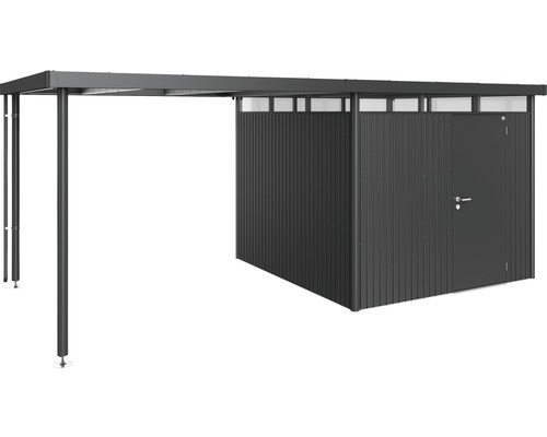 Magazie metalică de grădină cu acoperiș și ușă