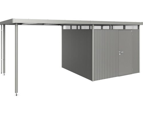 Magazie metalică pentru unelte cu carport și ușă