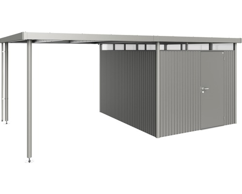 Copertină metalică pentru mașină cu magazie pentru scule