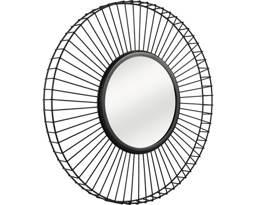 Oglindă rotundă cu cadru din sârmă metalică