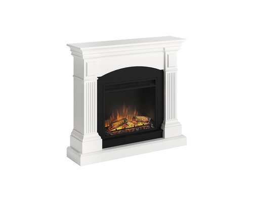 Șemineu electric cu foc simulat și finisaj alb