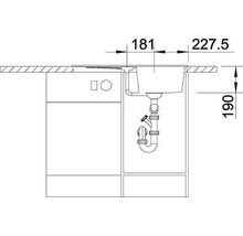 Desen tehnic al unui dulap de chiuvetă cu dimensiuni