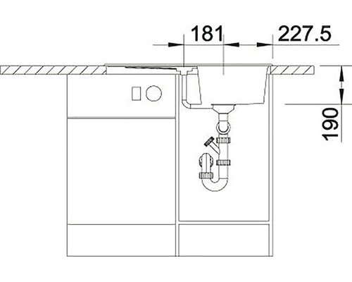Desen tehnic al unui dulap de chiuvetă cu dimensiuni